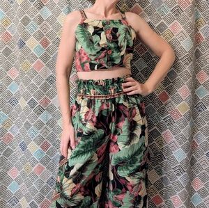 ooak WIDE LEG PANTS and CROP TOP set vintage M
